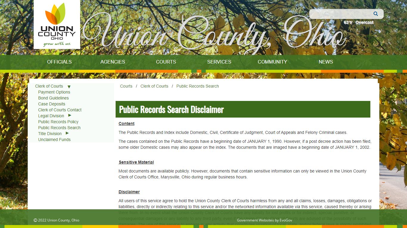 Union County, OhioPublic Records Search Disclaimer