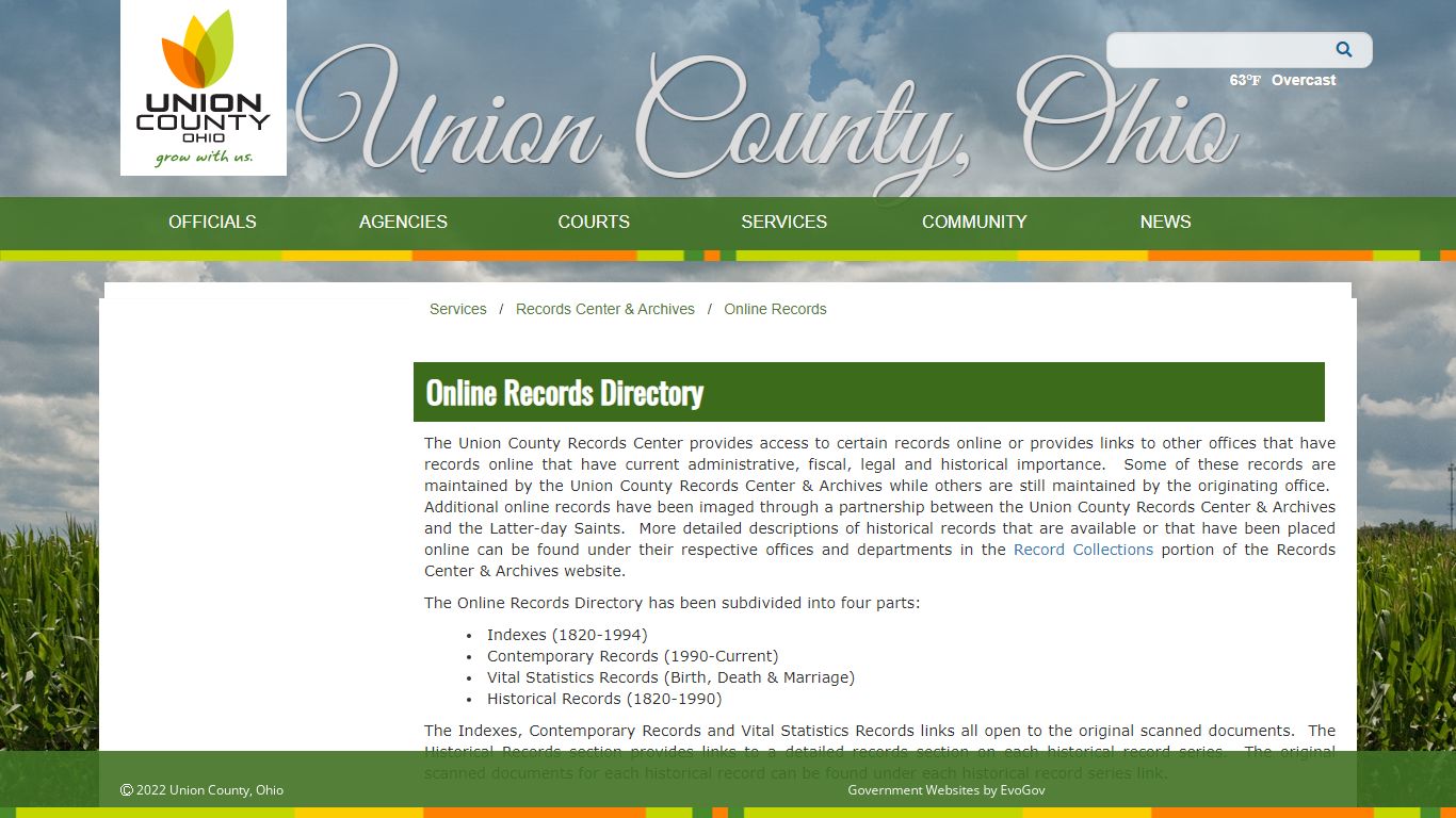 Union County, OhioOnline Records Directory